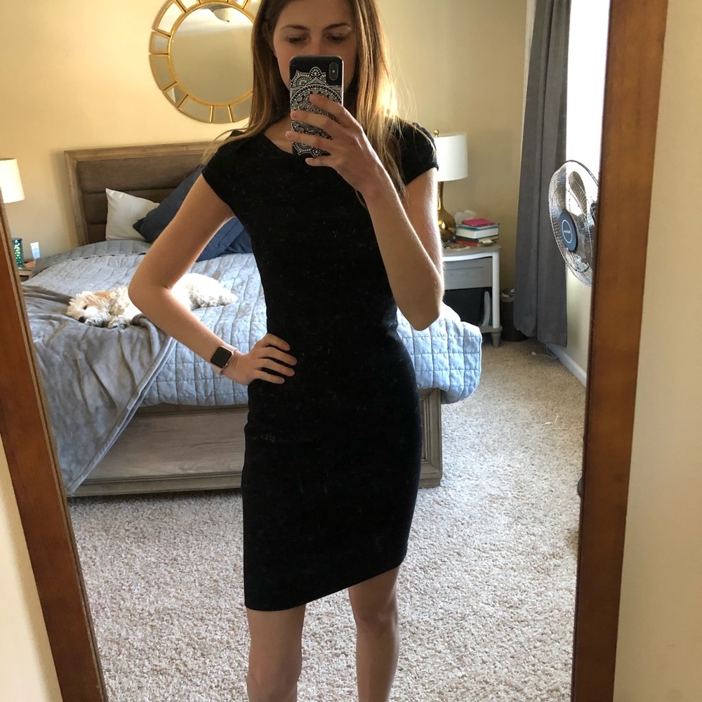 Three Dots Black Short Sleeve Dress